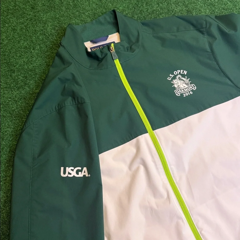 Polo Golf Ralph Lauren Full Zip Weatherproof Jacket (Green & White / Size Large) - Picture 5 of 7